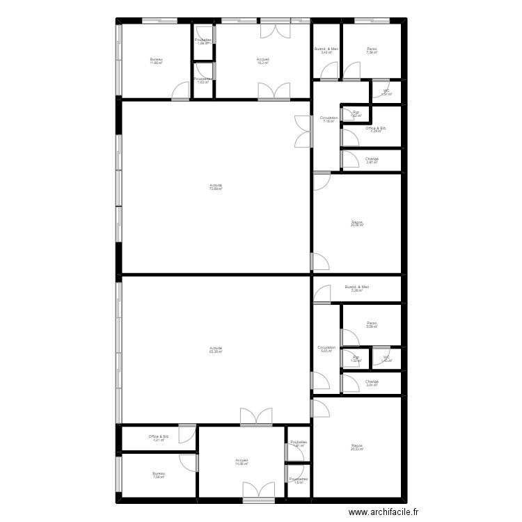 Rosny sous Bois Projet 31082022. Plan de 26 pièces et 289 m2