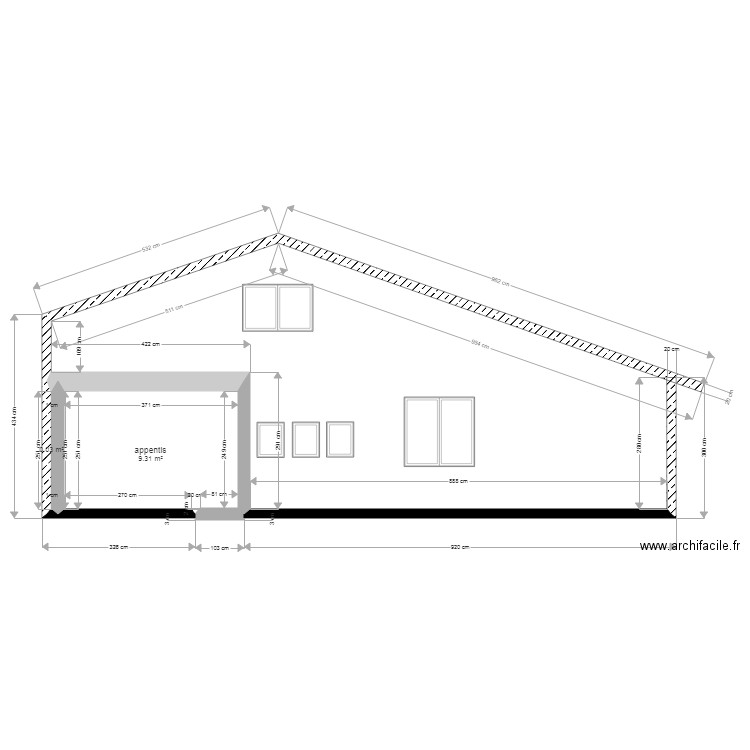 façade côté entree. Plan de 0 pièce et 0 m2