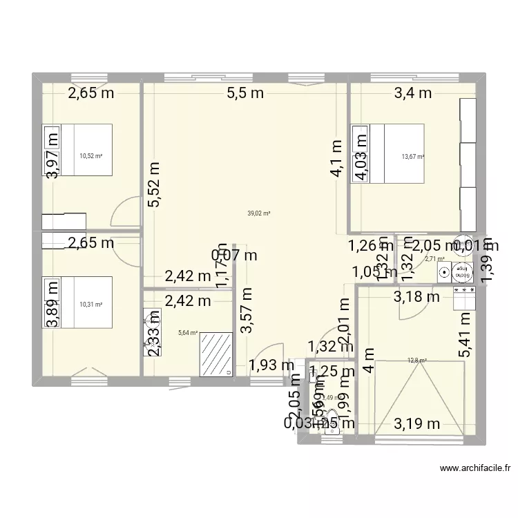 Projet 3. Plan de 8  et 97 m²