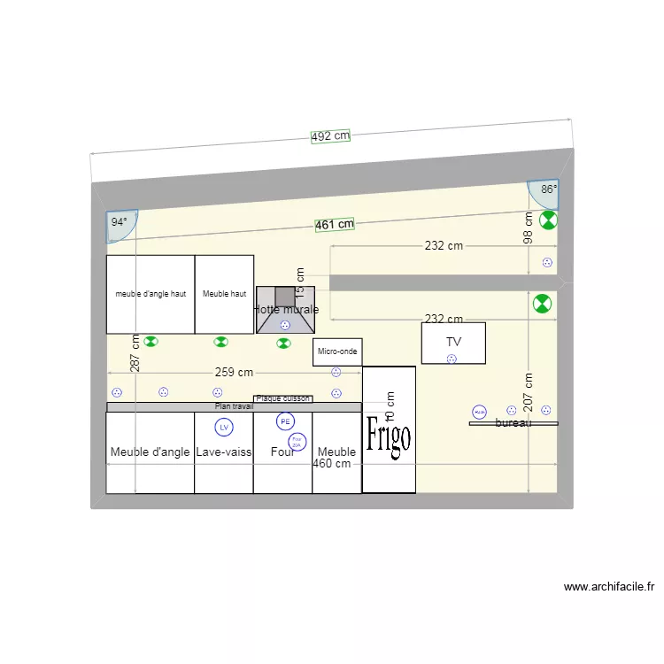 MUR CUISINE. Plan de 