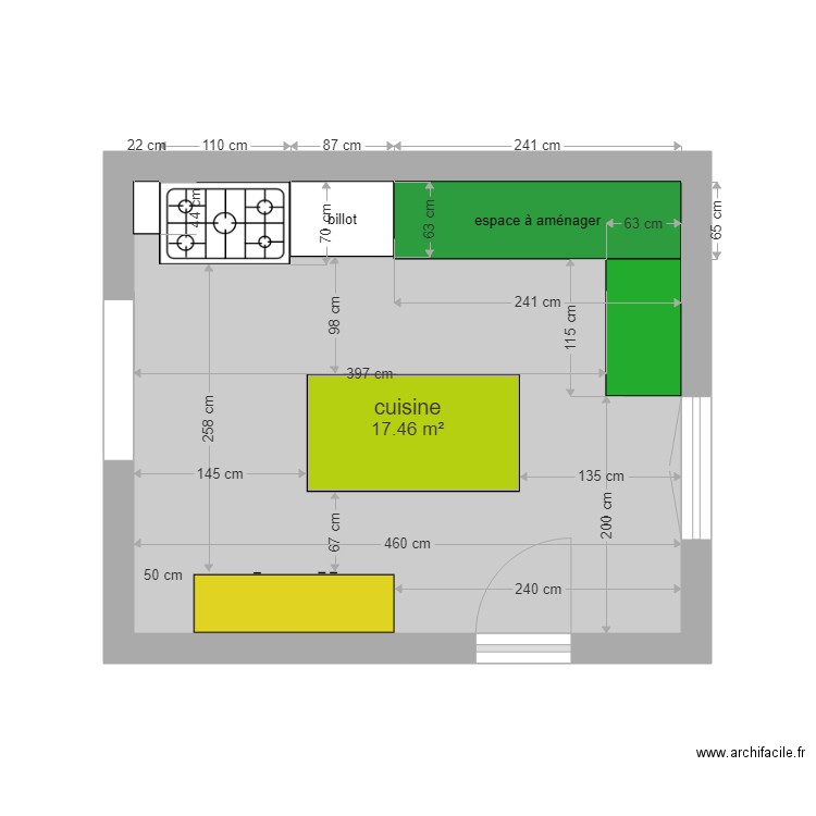 cuisine Eugénie. Plan de 0 pièce et 0 m2