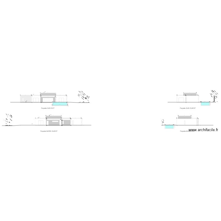 façades avec garage. Plan de 0 pièce et 0 m2