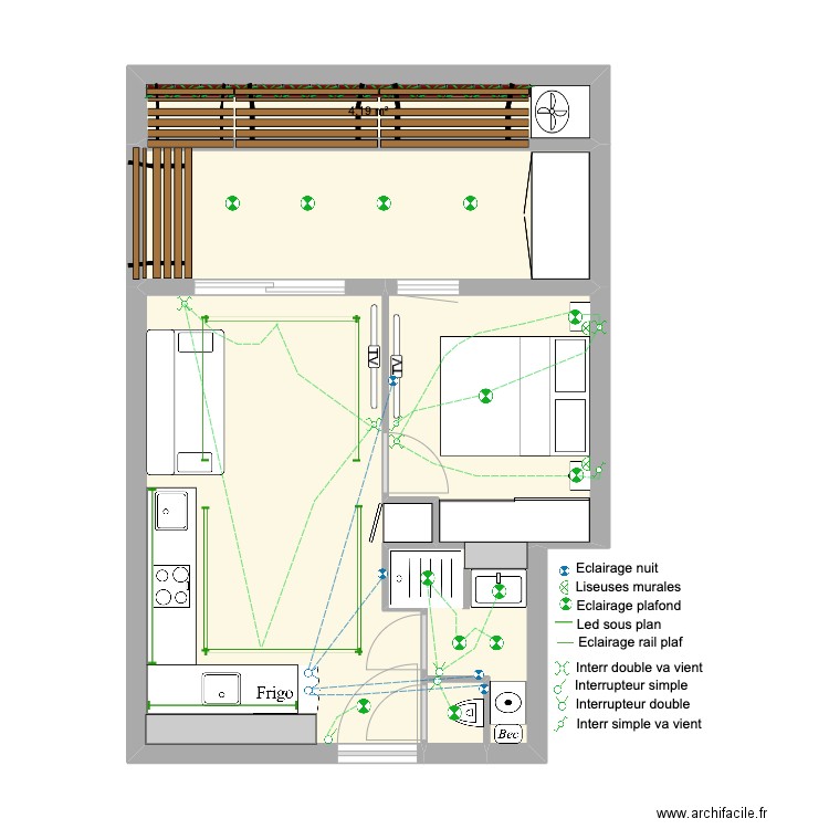 Juan Les Pins ECLAIRAGE. Plan de 6 pièces et 47 m2