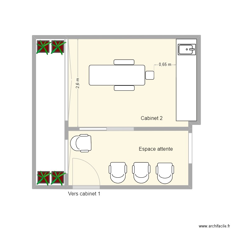 Cabinet Dr Gabay. Plan de 1 pièce et 15 m2