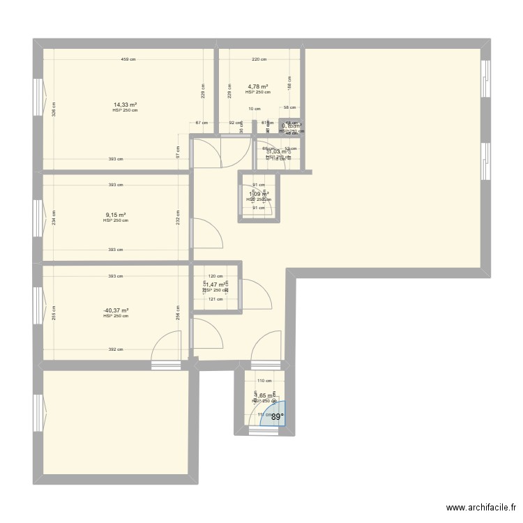 thierry CHANIER. Plan de 9 pièces et 44 m2