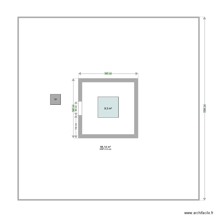 BLUEGREEN verrière pointue. Plan de 2 pièces et 119 m2