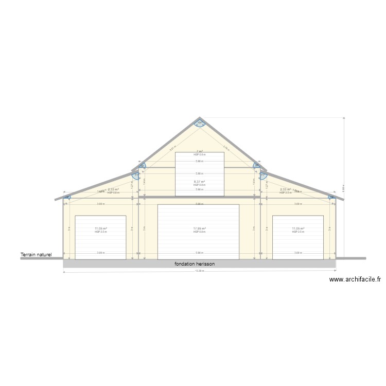 plan facade 25 B. Plan de 0 pièce et 0 m2