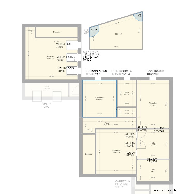 Domenech. Plan de 20 pièces et 214 m2