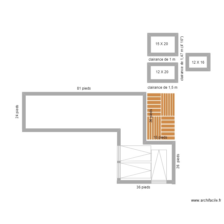 maison GG. Plan de 3 pièces et 4 m2