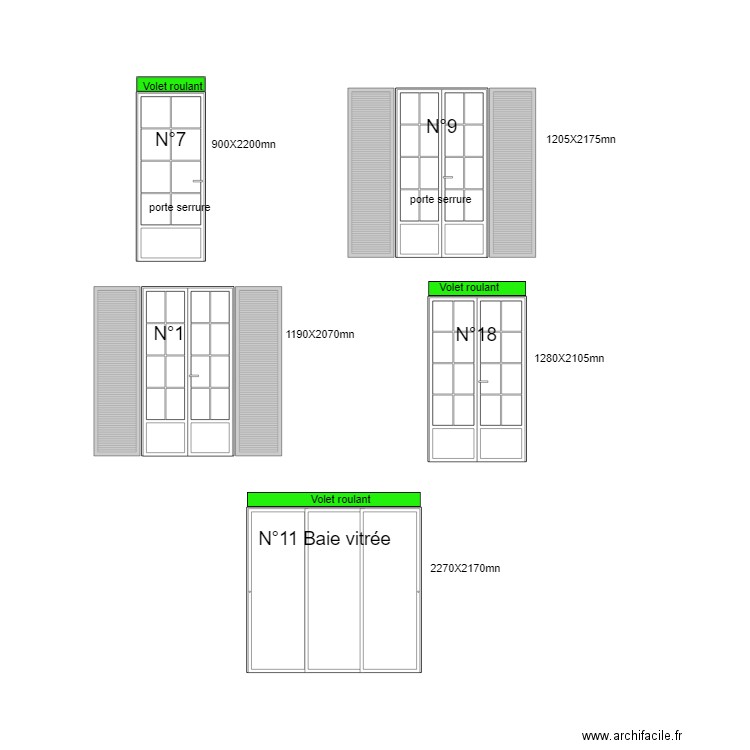 PORTE FENETRES. Plan de 0 pièce et 0 m2