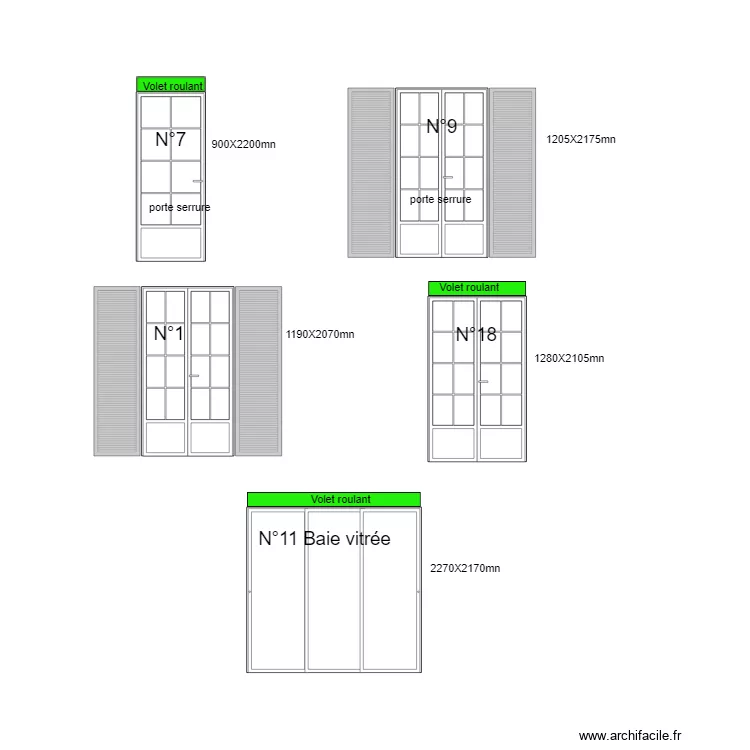 PORTE FENETRES. Plan de 