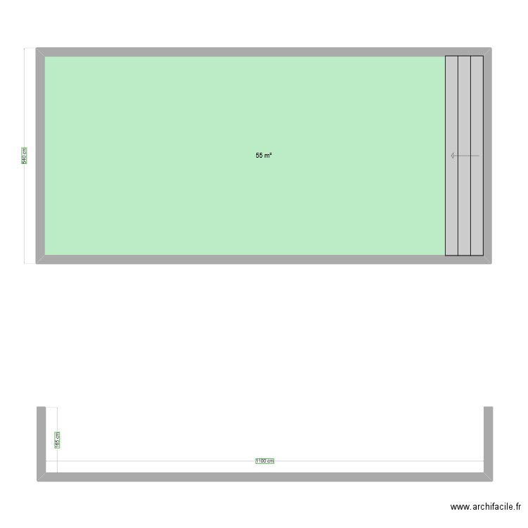 plans piscine. Plan de 1 pièce et 55 m2