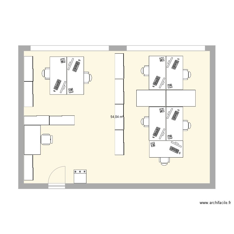 Fusion Labo-SecOps projet C. Plan de 1 pièce et 55 m2