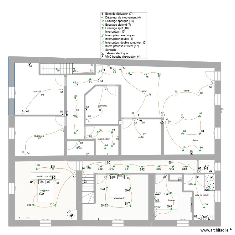 vienville 1er etage Eclairage. Plan de 19 pièces et 429 m2