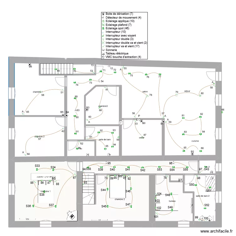 vienville 1er etage Eclairage. Plan de 