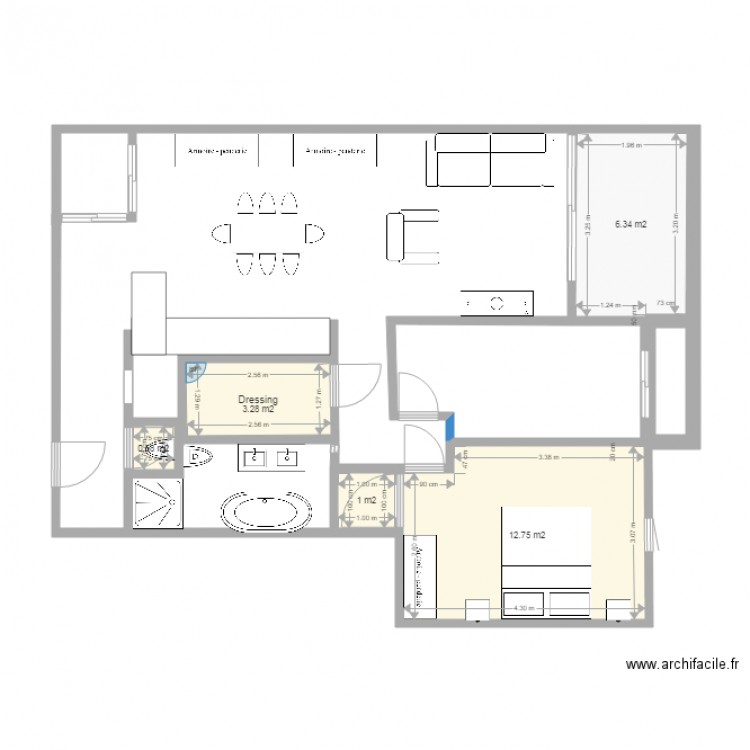 Charpentier plan cuisine dans couloir. Plan de 0 pièce et 0 m2