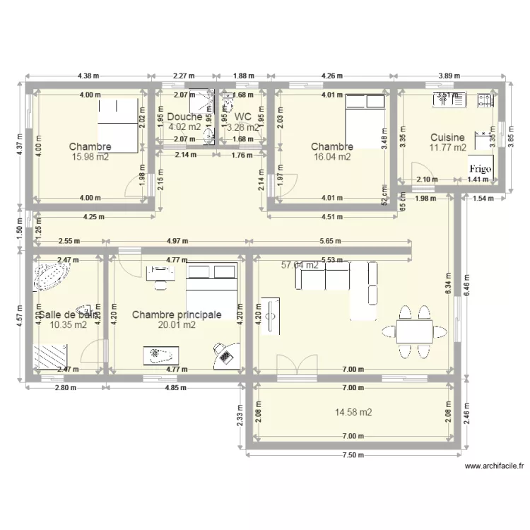 appartement T5. Plan de 