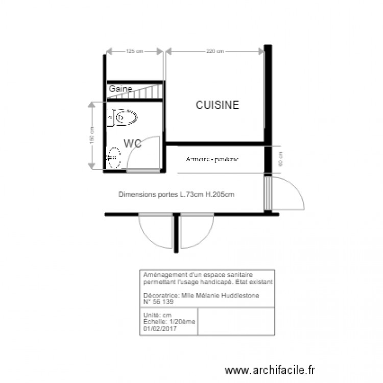 WC handicapé. Plan de 0 pièce et 0 m2