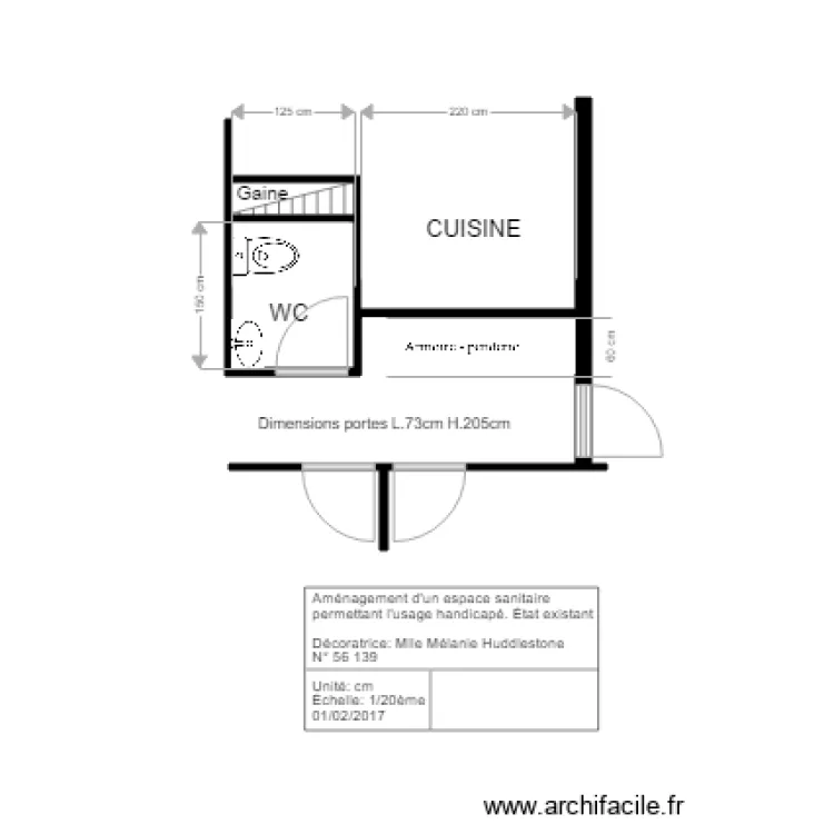 WC handicapé. Plan de WC handicapé. Plan de