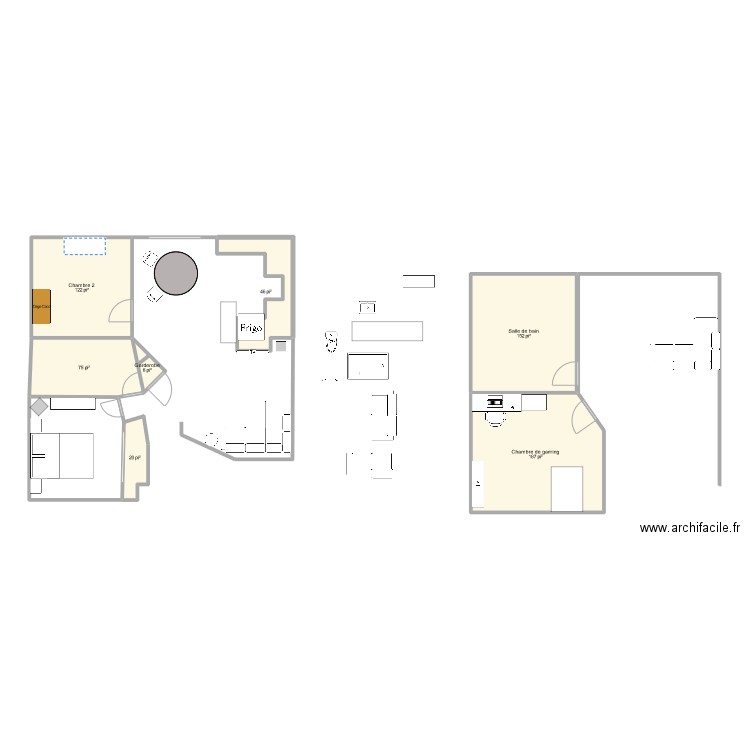 Maison SLL. Plan de 7 pièces et 57 m2