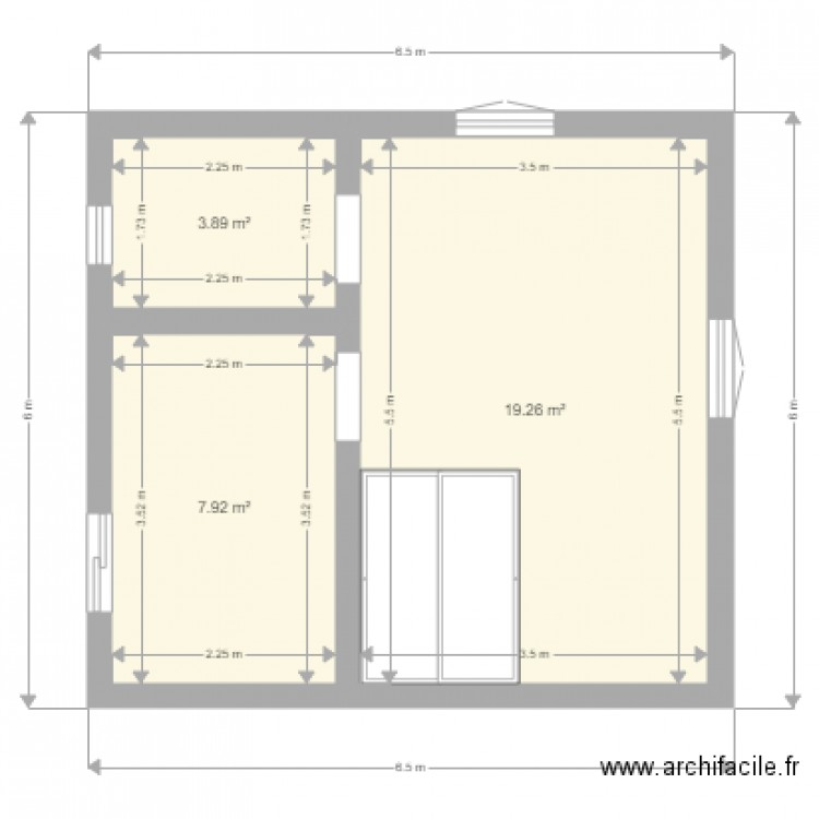 MAISON EN FUSTE OLIVIER . Plan de 3 pièces et 31 m2