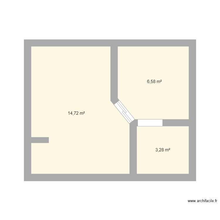 plan 3. Plan de 3 pièces et 25 m2
