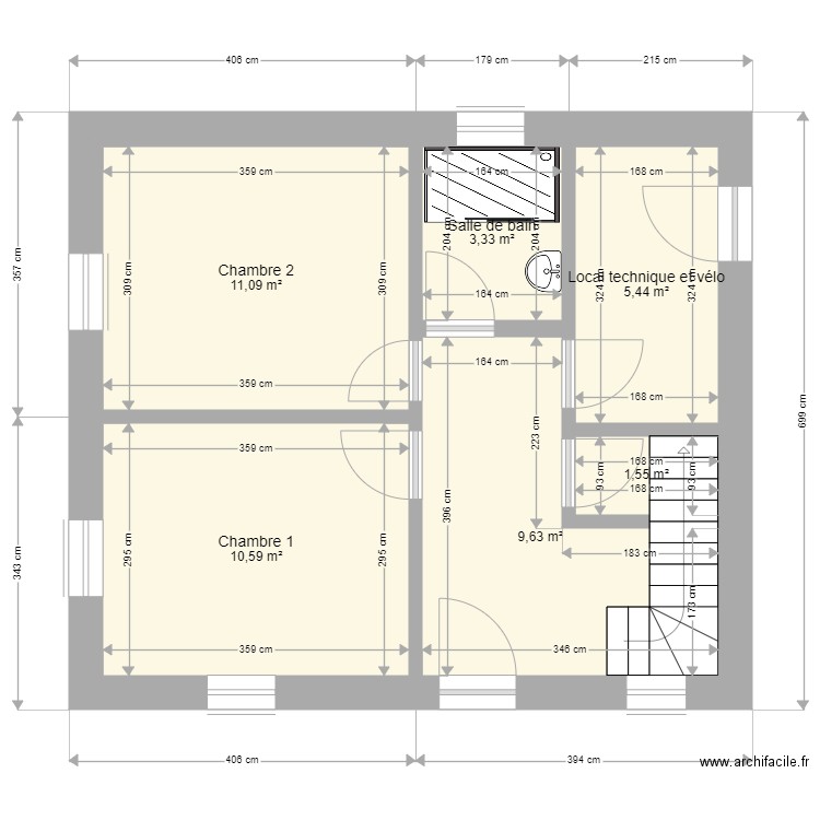 Liegeois Anémone. Plan de 9 pièces et 59 m2