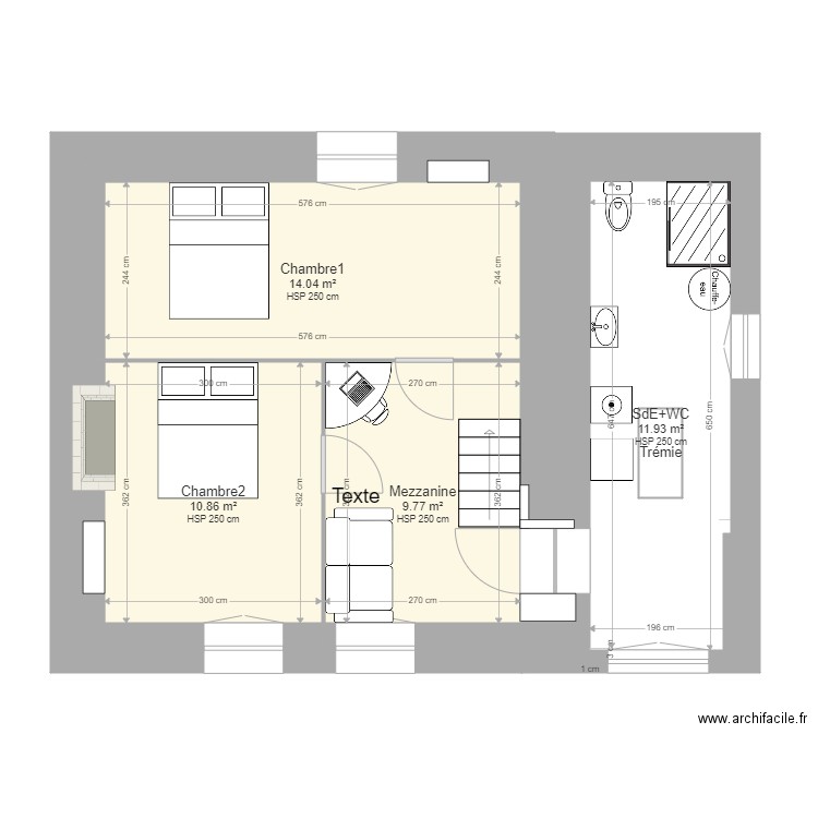 SPDR13-Etage_Aménagé-Maison_3. Plan de 5 pièces et 48 m2