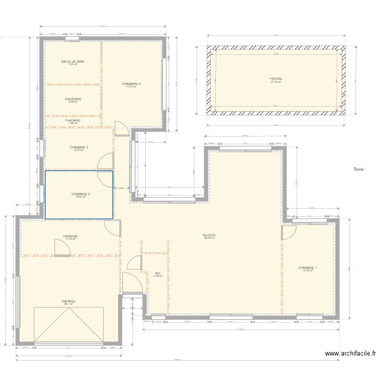 cyril rdc. Plan de 12 pièces et 207 m2