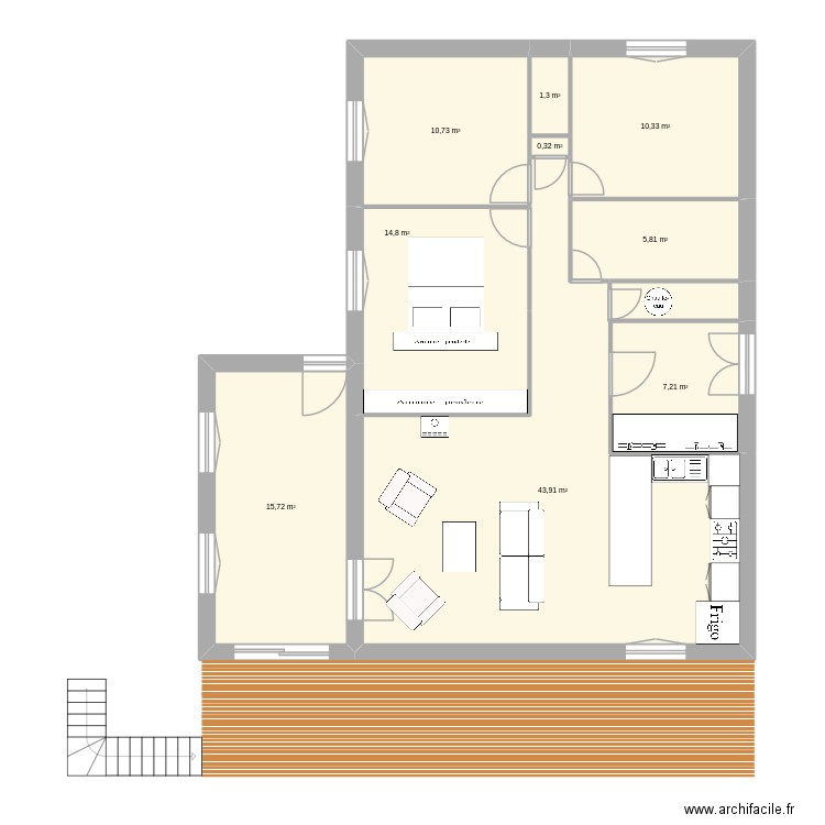 AngoustrineV2. Plan de 9 pièces et 110 m2