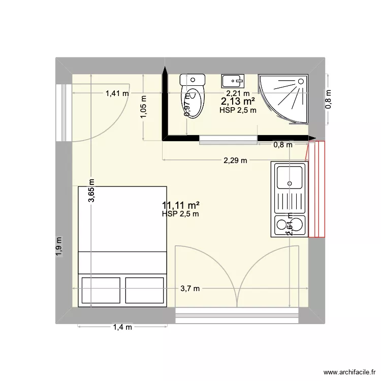 studio la chapelle. Plan de 