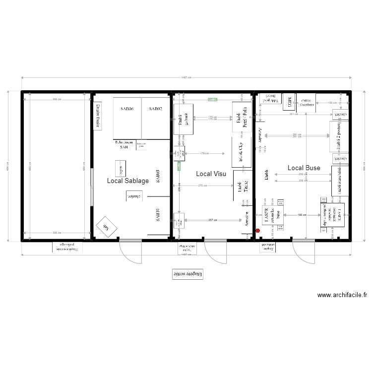 Locale buse modif. Plan de 4 pièces et 96 m2