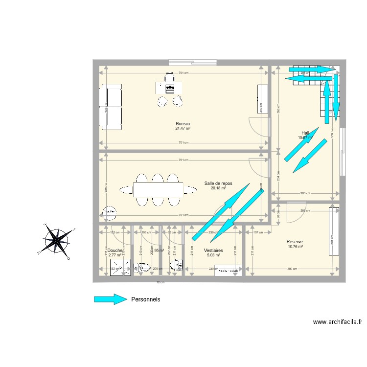 Flux de personnels 2. Plan de 0 pièce et 0 m2