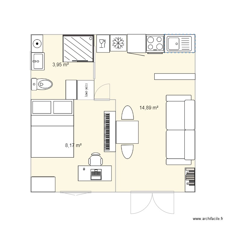 Prévoyance. Plan de 3 pièces et 27 m2