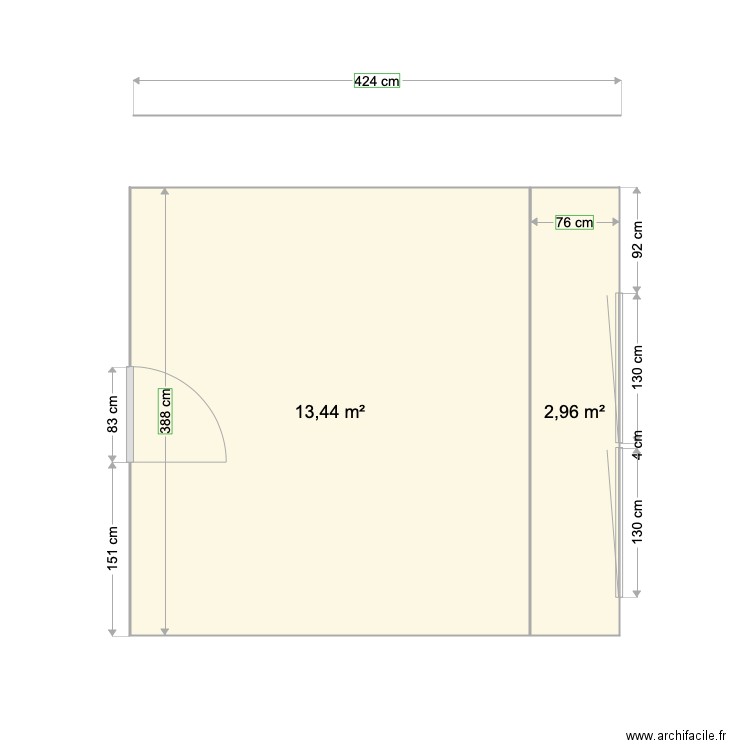 CYORES 1DE P. Plan de 2 pièces et 16 m2