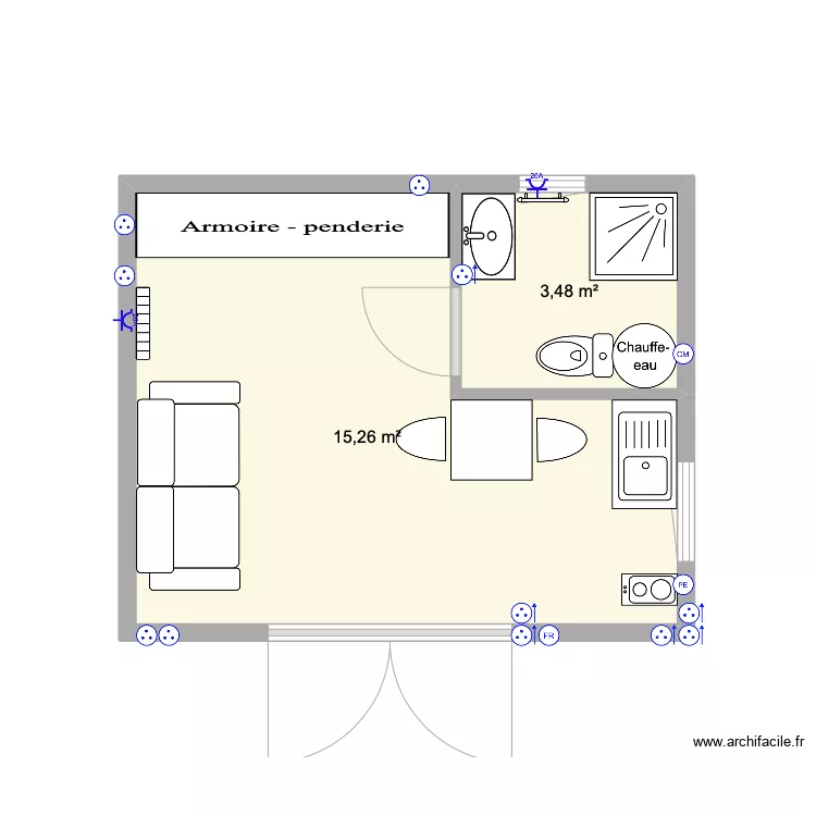 Chalet Castel 20m2. Plan de Chalet Castel 20m2. Plan de