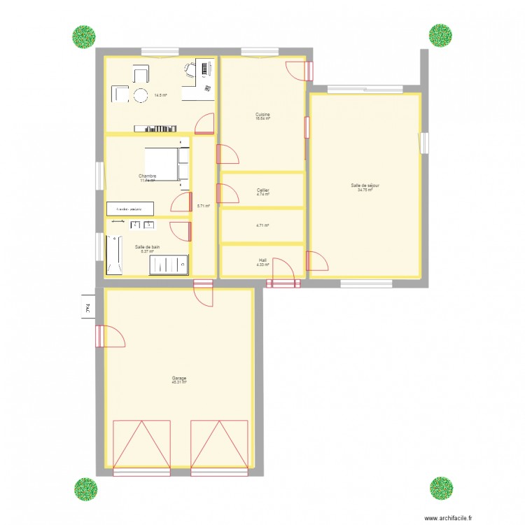 Maison semi plain pied V712 base. Plan de 0 pièce et 0 m2