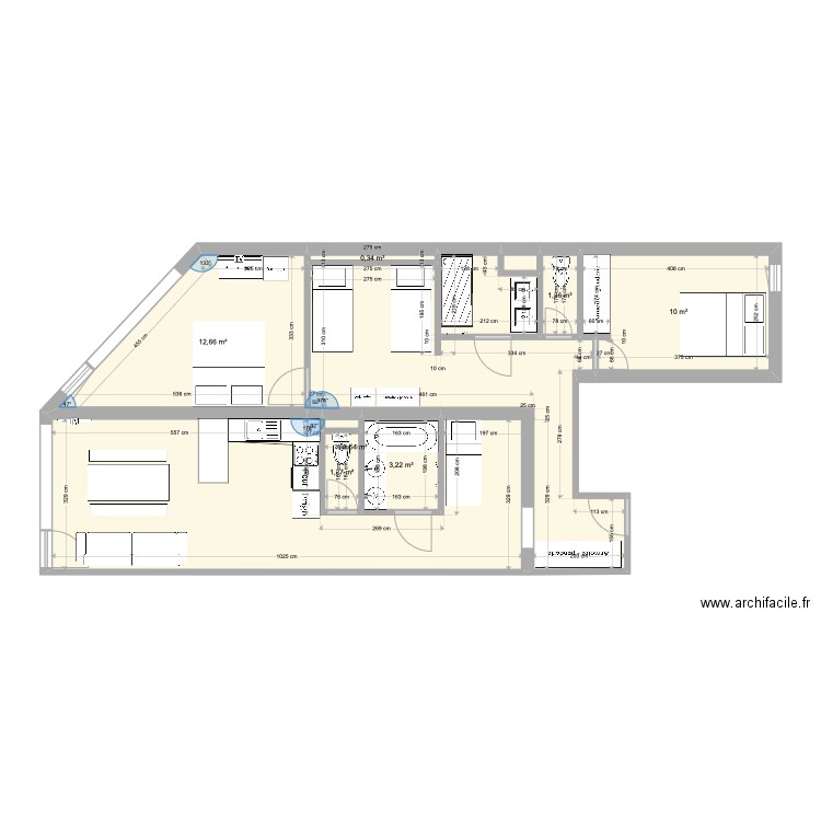 Le Portillo 308-309 JUMELÉ. Plan de 9 pièces et 79 m2