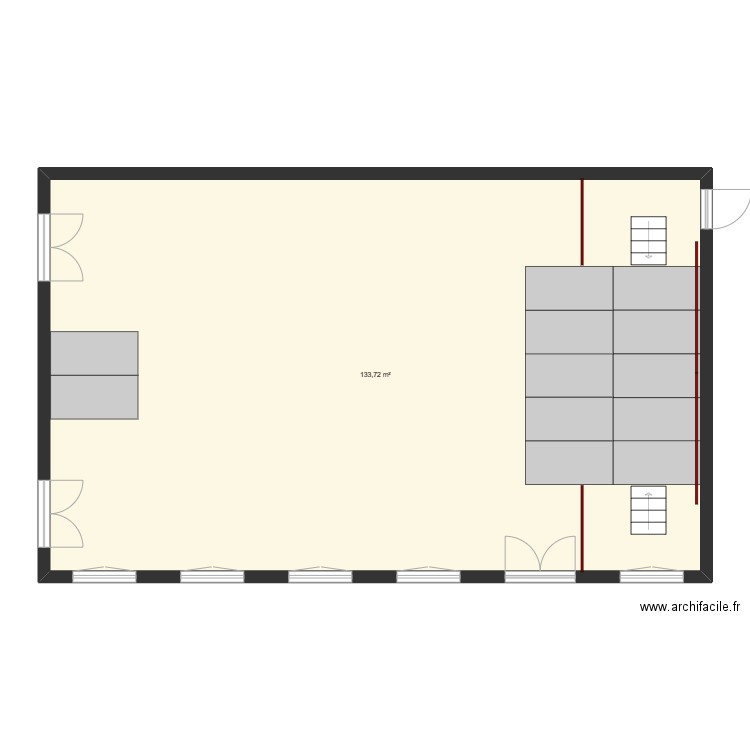 Plan salle de jeu théâtre 2023 - solution 2. Plan de 1 pièce et 134 m2