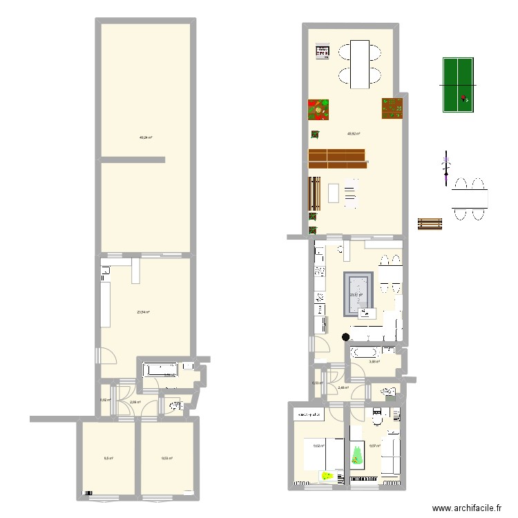 apart 1. Plan de 16 pièces et 197 m2