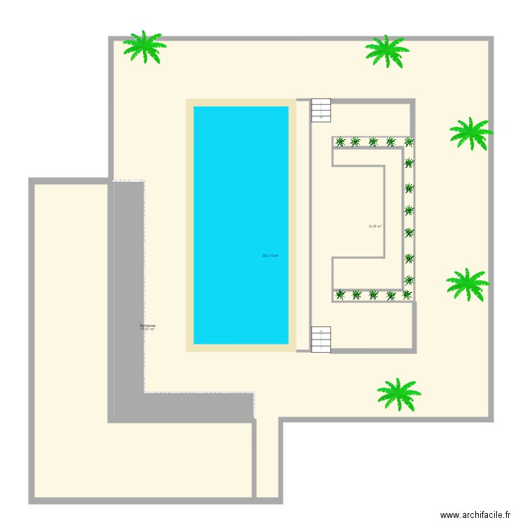 piscine. Plan de 3 pièces et 321 m2