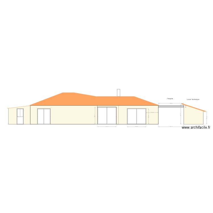 Façade Ouest Maison et Local Technique. Plan de 0 pièce et 0 m2