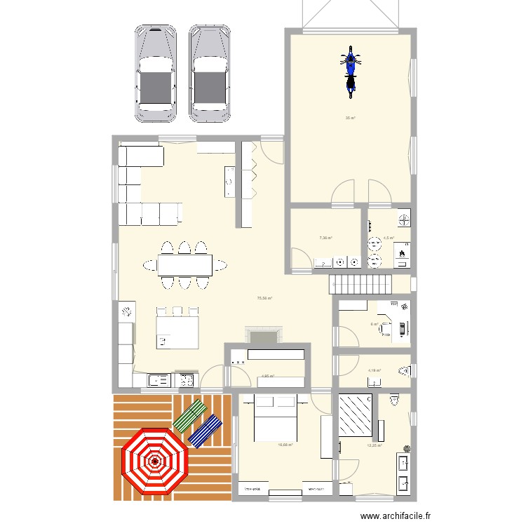 maison. Plan de 9 pièces et 166 m2