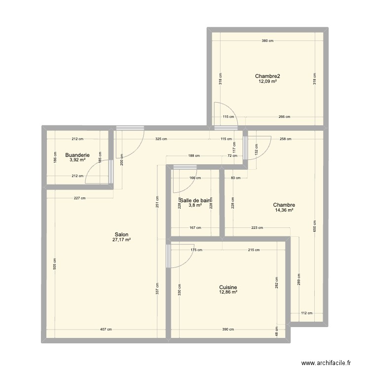 Thiel Cudrefin. Plan de 6 pièces et 74 m2