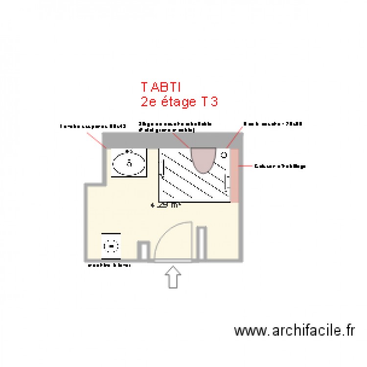 tabti sdb apres. Plan de 0 pièce et 0 m2