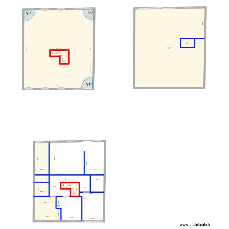 plan vierge Cauderan . Plan de 7 pièces et 218 m2