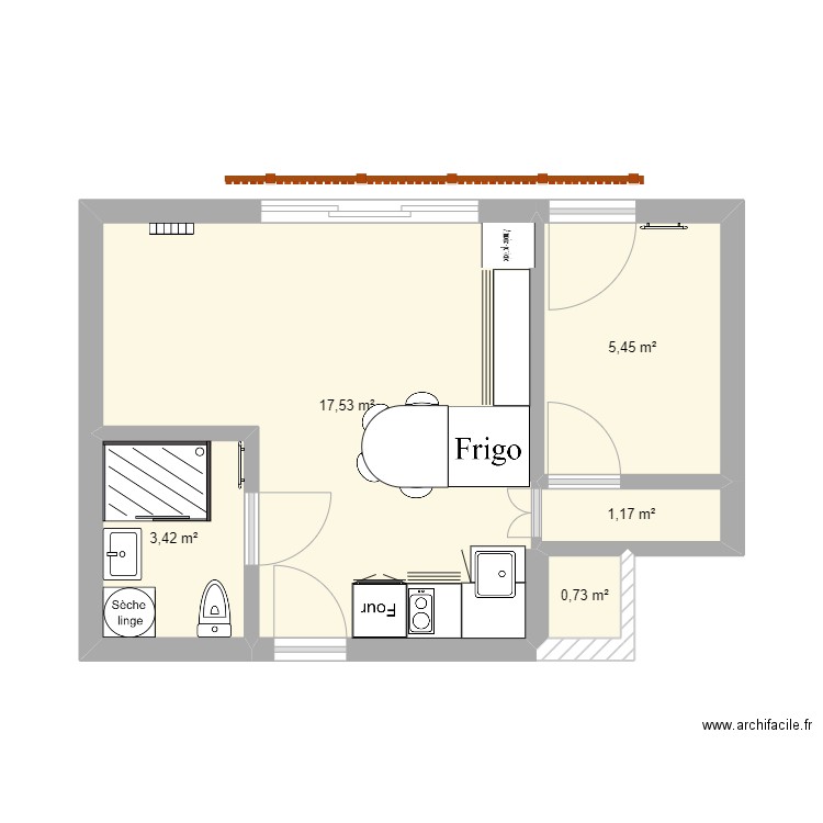 coucrchevel. Plan de 5 pièces et 28 m2