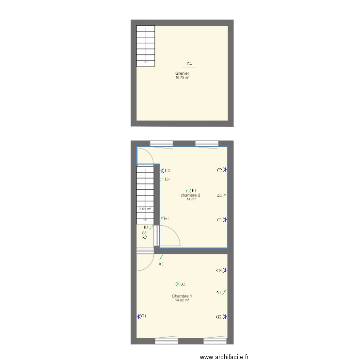 etage maison baulet . Plan de 0 pièce et 0 m2