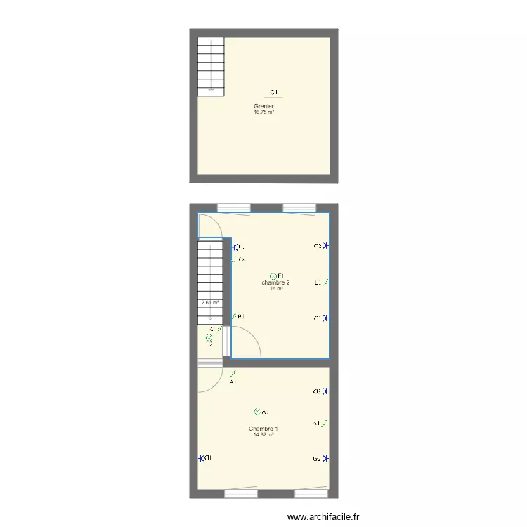 etage maison baulet . Plan de 