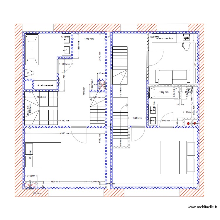 maison étage  geo et christophe. Plan de 9 pièces et 130 m2